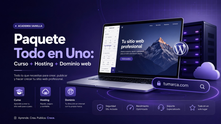 Paquete Todo en Uno: Curso + Hosting + Dominio web